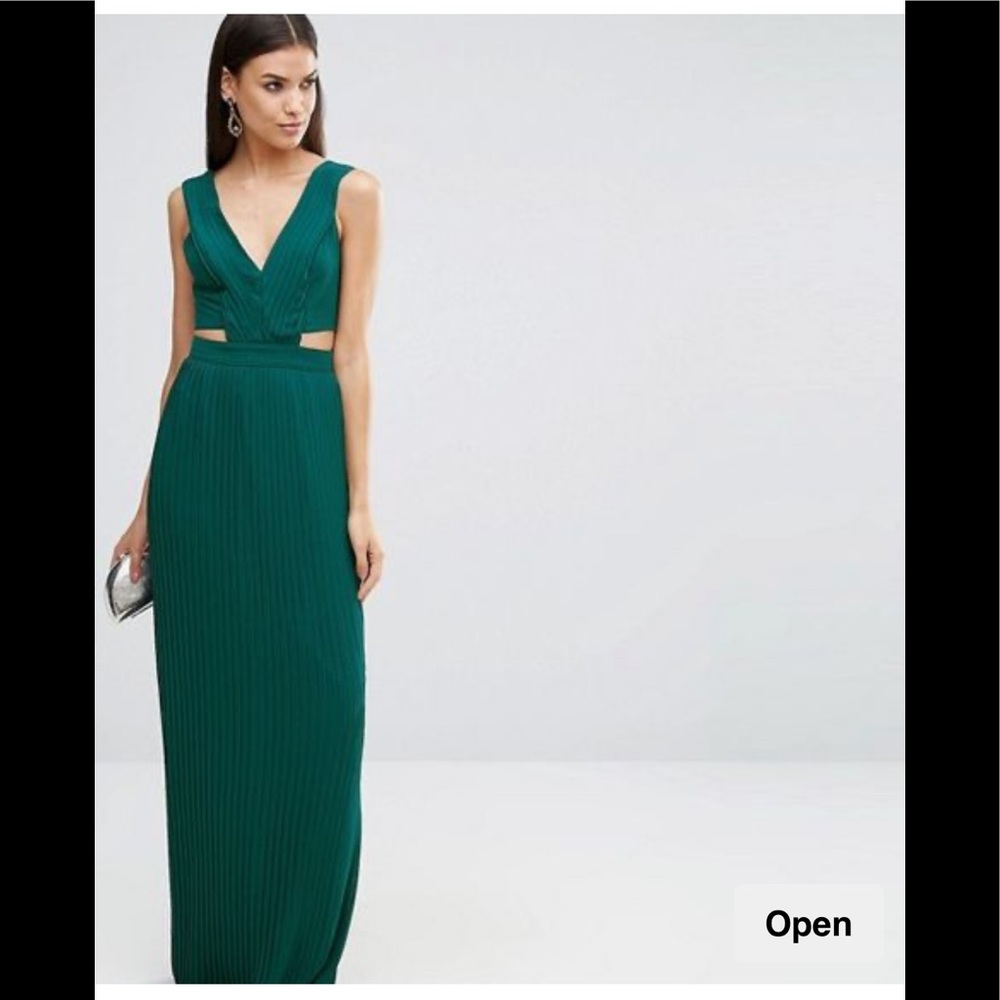 Size 4 ASOS green/teal pleated maxi dress